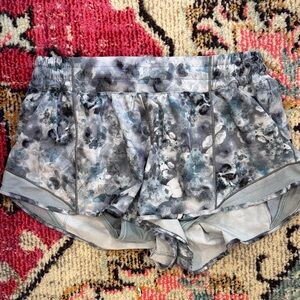 lululemon athletica Floral Gray Blue Athletic Shorts